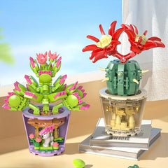 Creative Flower Potted Plants Building Blocks Birthday Decor