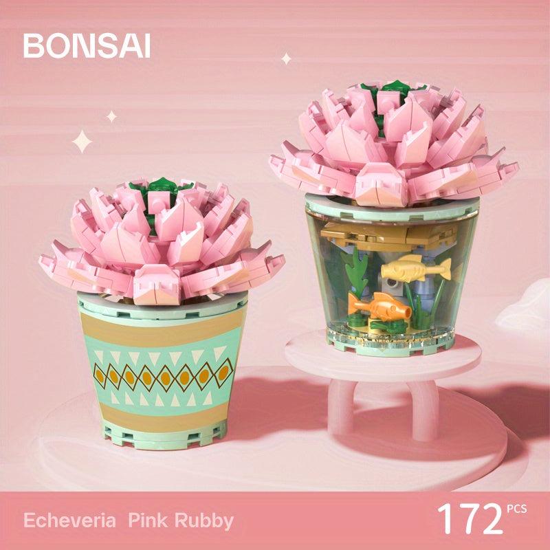 Creative Flower Potted Plants Building Blocks Birthday Decor
