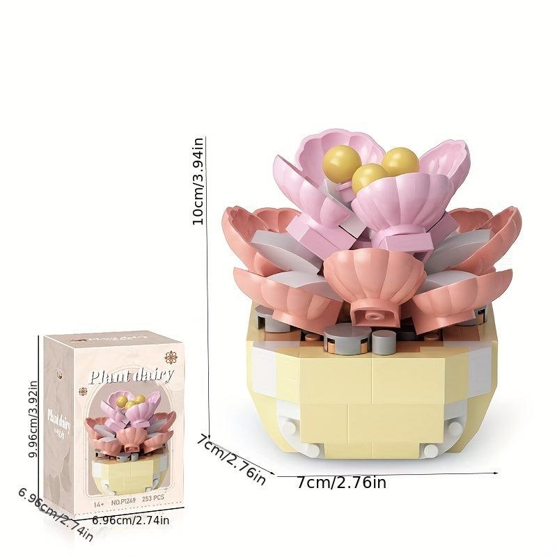 CA DIY Building Blocks Toy Succulent Series Office Desk Decoration