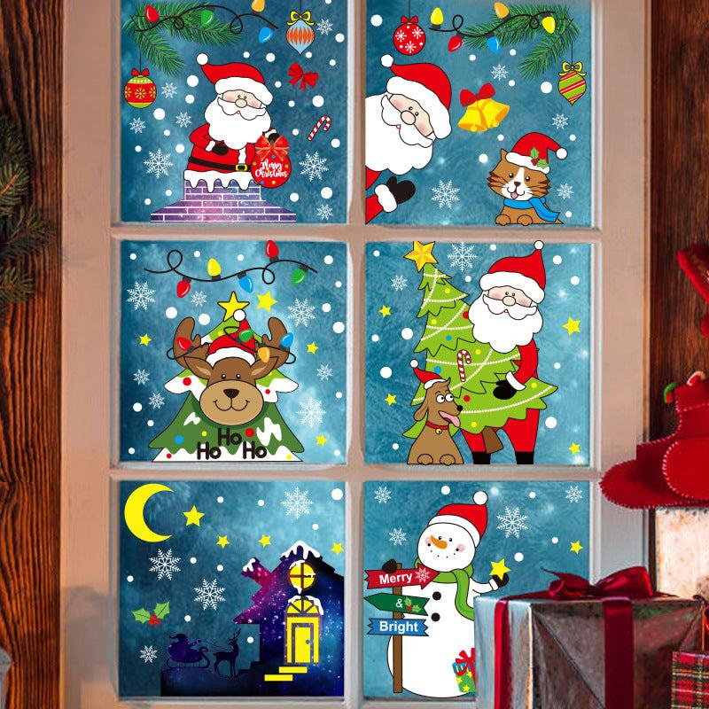 Christmas Decoration Glass Stickers Snowman Reindeer Candy Man