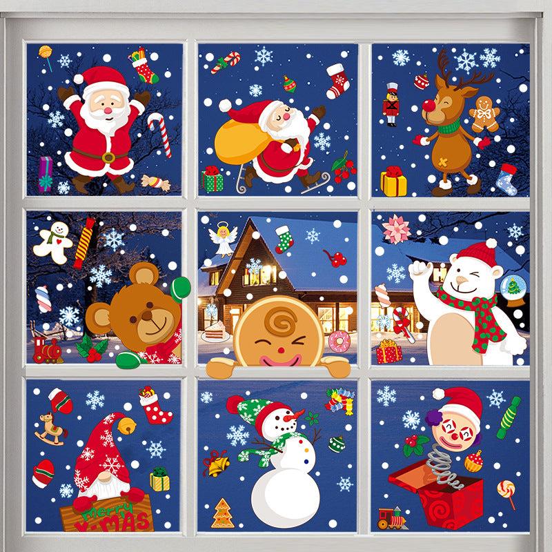 Christmas Decoration Glass Stickers Snowman Reindeer Candy Man