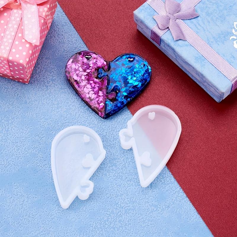 Heart Shaped Silicone Mold Set for DIY Keychain or Jewelry Making