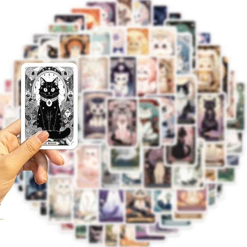 78pcs Cartoon Cat Tarot Series Waterproof Vinyl Stickers