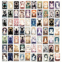 78pcs Cartoon Cat Tarot Series Waterproof Vinyl Stickers