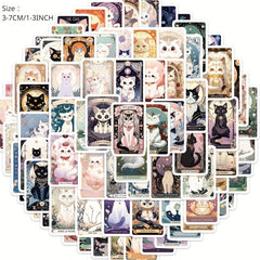 78pcs Cartoon Cat Tarot Series Waterproof Vinyl Stickers