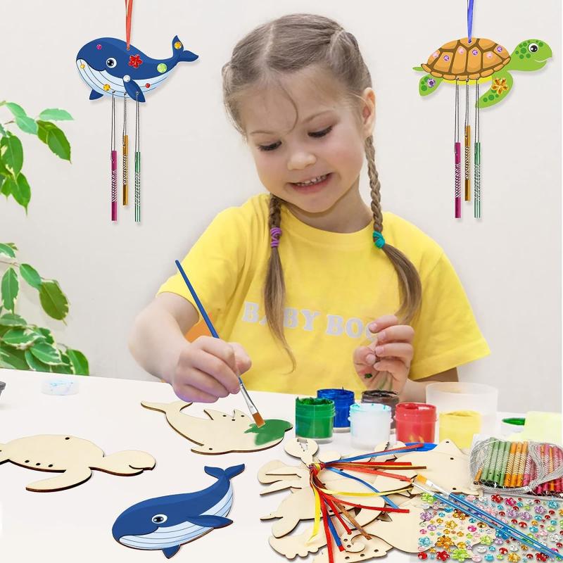 DIY Fish Wind Chime Craft Kit for Kids - Wooden Arts and Crafts