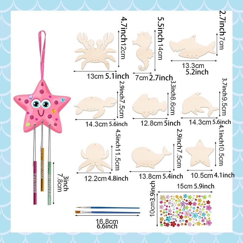 DIY Fish Wind Chime Craft Kit for Kids - Wooden Arts and Crafts