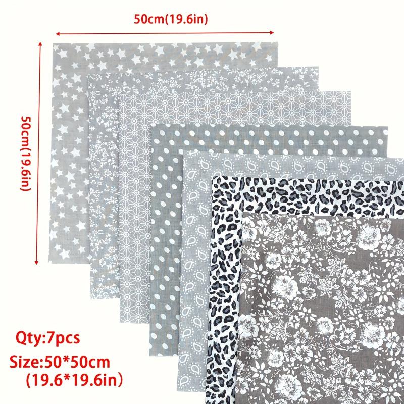 7pcs 49 78 49 Gray Printed Quarter Cotton Fabric DIY Patch Clothing Crafts