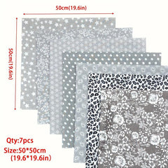7pcs 49 78 49 Gray Printed Quarter Cotton Fabric DIY Patch Clothing Crafts