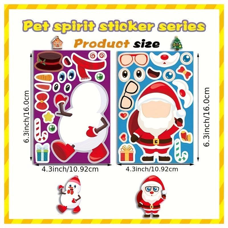 8pcs Christmas Make A Face Sticker DIY Handicraft Waterproof Stickers