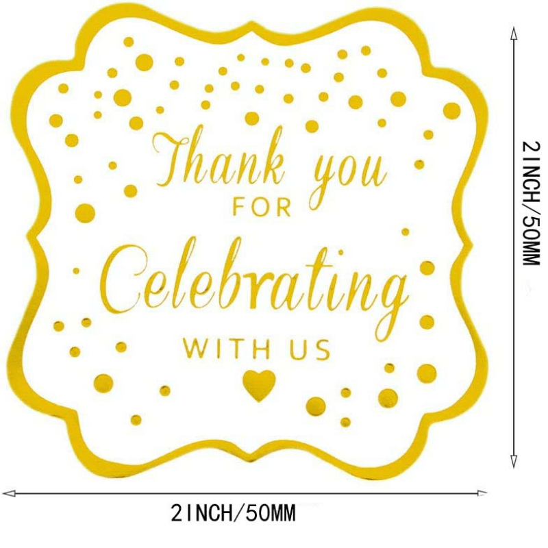 60pcs 2 Inch Golden Foil 'Thank You' Stickers for Events