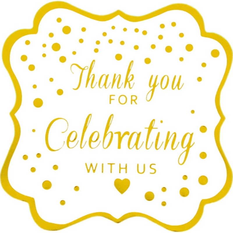 60pcs 2 Inch Golden Foil 'Thank You' Stickers for Events