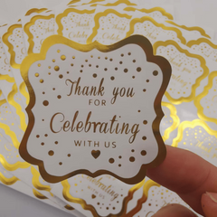 60pcs 2 Inch Golden Foil 'Thank You' Stickers for Events
