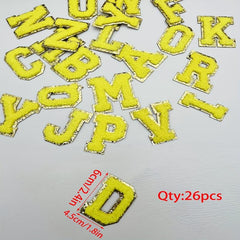 26pcs English Flash Letter A Polyester Iron-on Patches for Clothes Hats Bags DIY