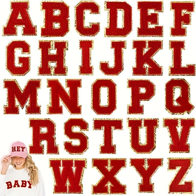 26pcs English Flash Letter A Polyester Iron-on Patches for Clothes Hats Bags DIY
