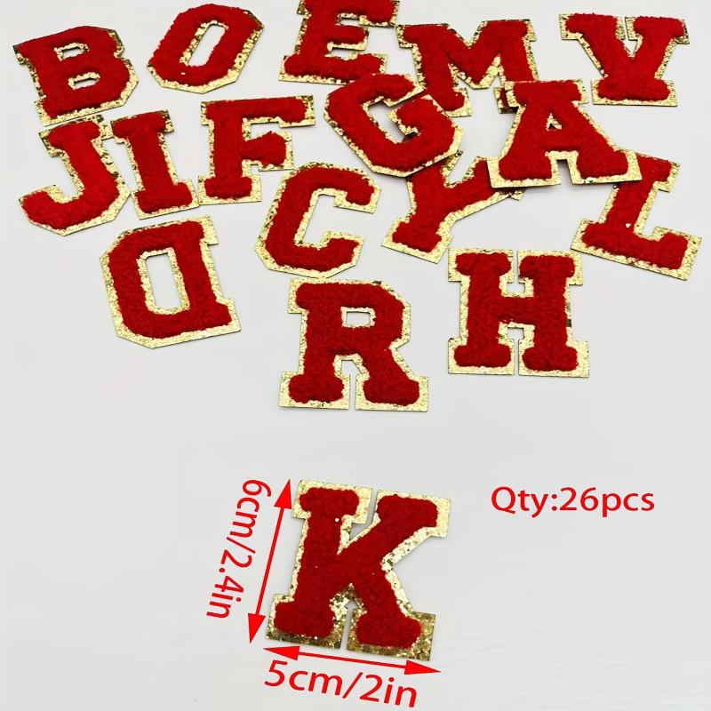 26pcs English Flash Letter A Polyester Iron-on Patches for Clothes Hats Bags DIY