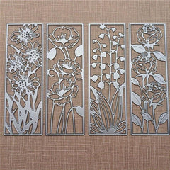 4pcs Flower Bookmark Metal Cutting Embossing Dies Stencil Scrapbook Craft Mold