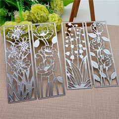 4pcs Flower Bookmark Metal Cutting Embossing Dies Stencil Scrapbook Craft Mold