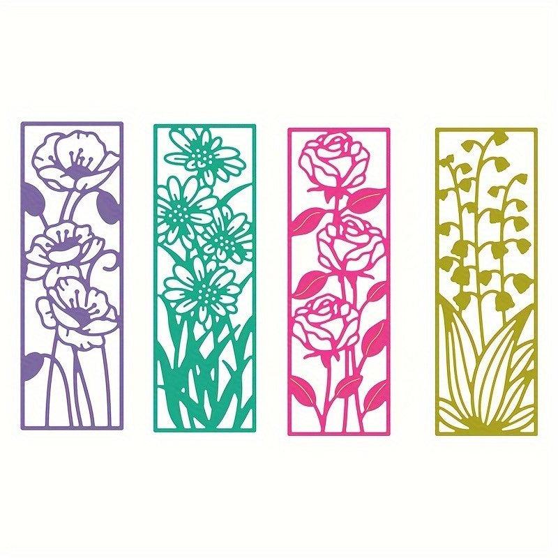 4pcs Flower Bookmark Metal Cutting Embossing Dies Stencil Scrapbook Craft Mold