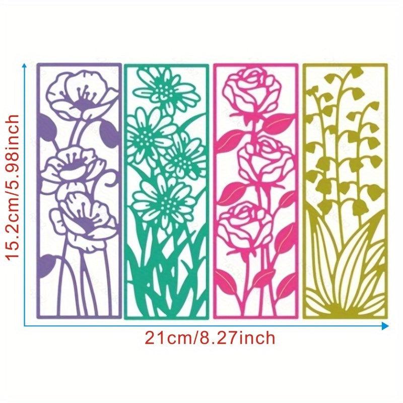 4pcs Flower Bookmark Metal Cutting Embossing Dies Stencil Scrapbook Craft Mold