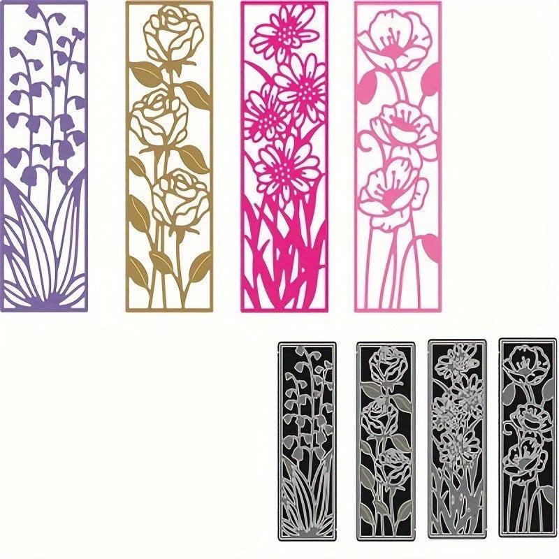 4pcs Flower Bookmark Metal Cutting Embossing Dies Stencil Scrapbook Craft Mold