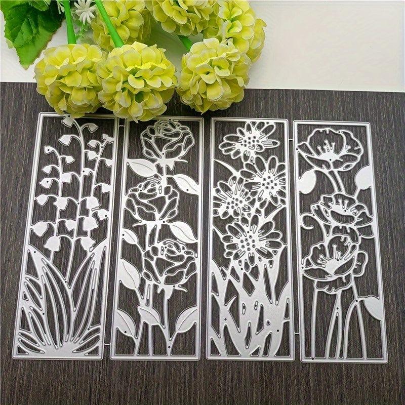 4pcs Flower Bookmark Metal Cutting Embossing Dies Stencil Scrapbook Craft Mold