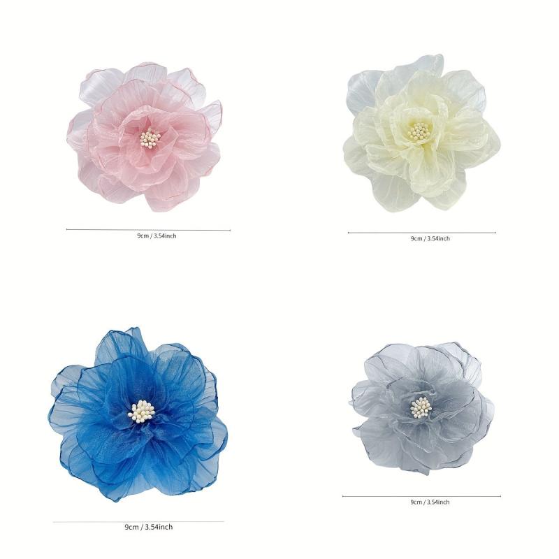 Aurora Cloth Flowers With Core Organza Flowers Burning Edge
