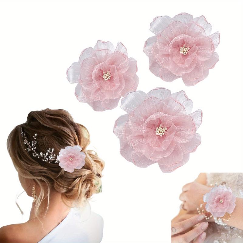 Aurora Cloth Flowers With Core Organza Flowers Burning Edge