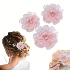 Aurora Cloth Flowers With Core Organza Flowers Burning Edge