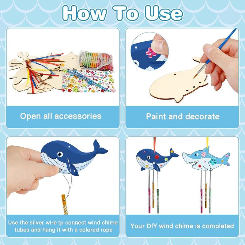 Kids Summer Sea Animals DIY Craft Kit Wind Chime Decor