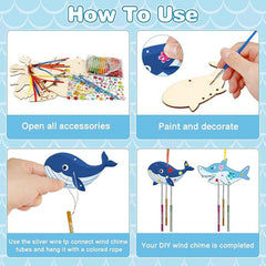 Kids Summer Sea Animals DIY Craft Kit Wind Chime Decor