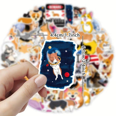 50pcs Welsh Corgi Stickers Reusable Waterproof Vinyl Stickers For Kids