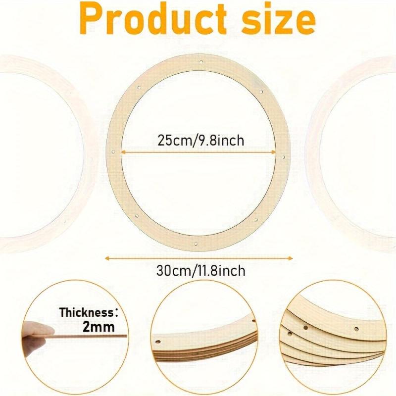 5pcs Wooden Wreath Frame Rings for DIY Christmas Decoration 30