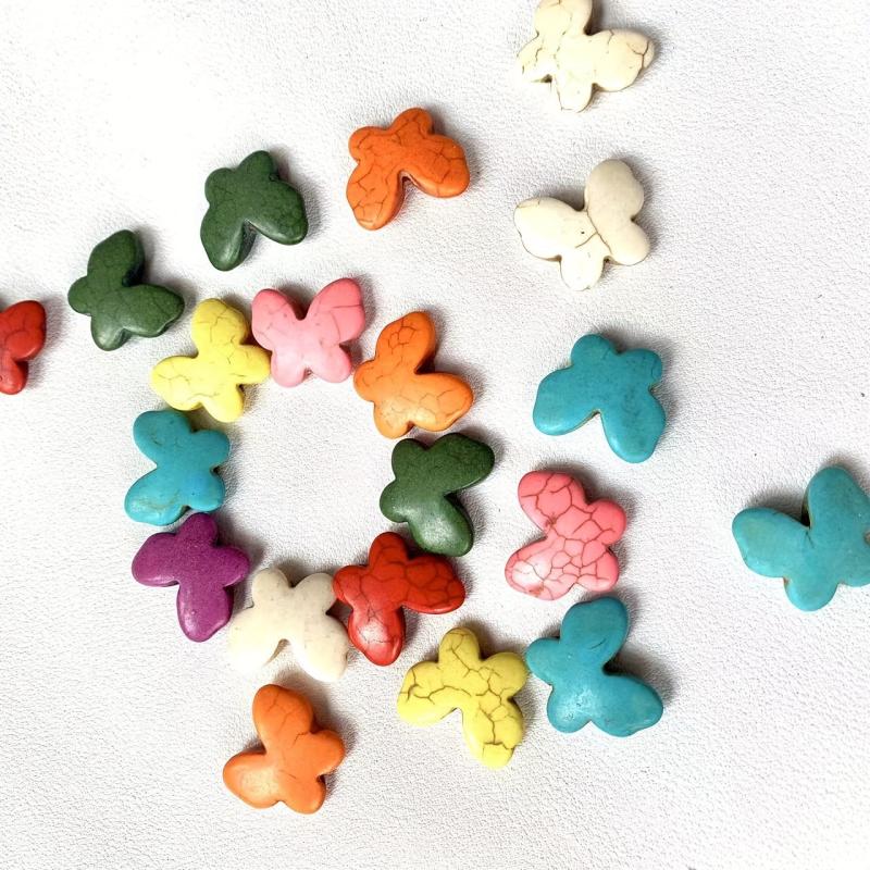 15pcs Colorful Butterfly Stone Beads Natural Turquoise DIY Loose Beads