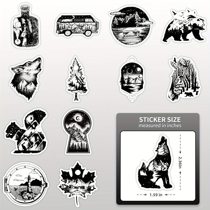 50pcs Landscape Waterproof Stickers for Water Bottles Skateboards Laptop