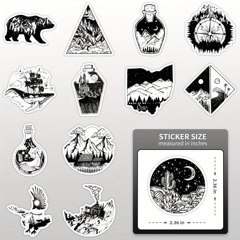 50pcs Landscape Waterproof Stickers for Water Bottles Skateboards Laptop