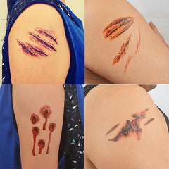 11pcs Halloween Wounds Scars Tattoos Stickers Party Decor