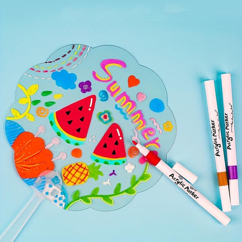 DIY Kindergarten Children's Drawing Plastic Fan Four Styles Transparent Fan