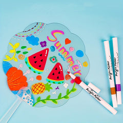 DIY Kindergarten Children's Drawing Plastic Fan Four Styles Transparent Fan