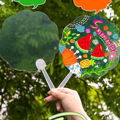 DIY Kindergarten Children's Drawing Plastic Fan Four Styles Transparent Fan