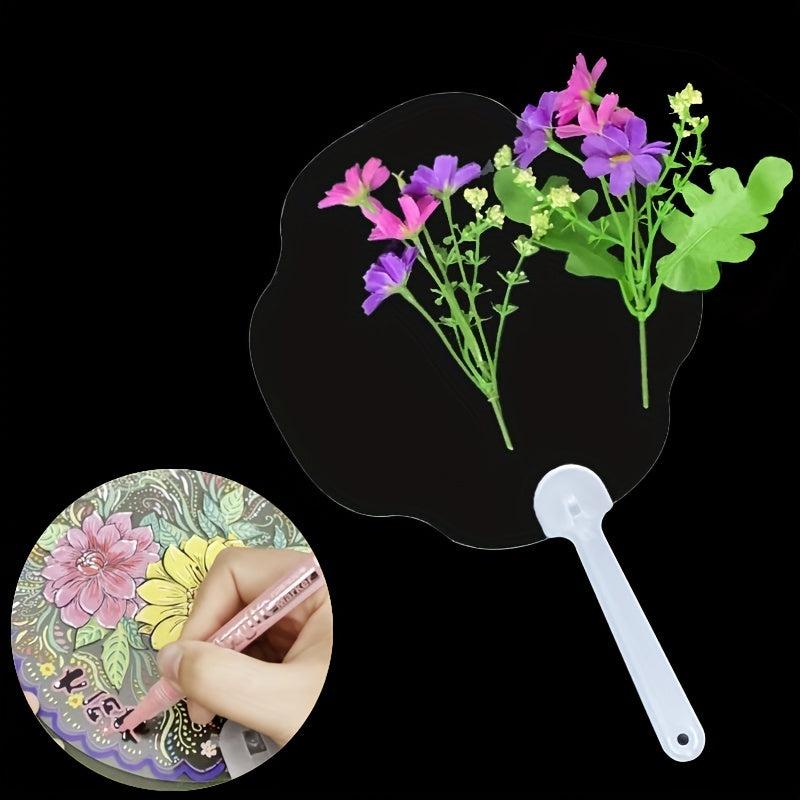 DIY Kindergarten Children's Drawing Plastic Fan Four Styles Transparent Fan