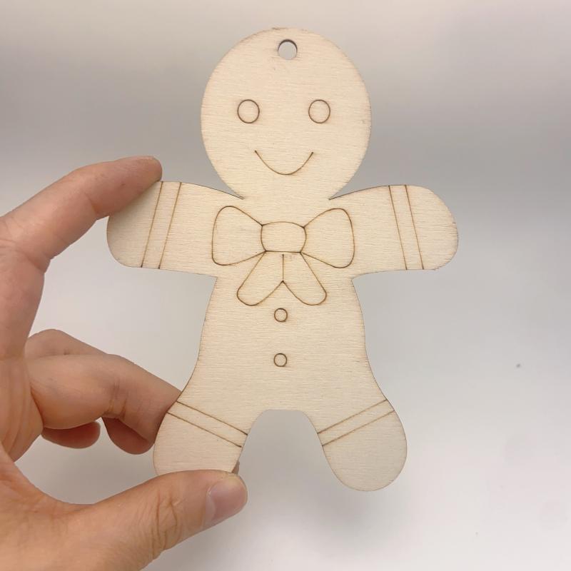 10pcs Gingerbread Men Wood Chip Blanks for DIY Hand-painted Crafts