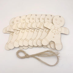 10pcs Gingerbread Men Wood Chip Blanks for DIY Hand-painted Crafts