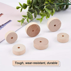 20pcs Wooden Craft Wheels Perforated Wooden Wheels Cylindrical Toy Accessories