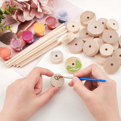 20pcs Wooden Craft Wheels Perforated Wooden Wheels Cylindrical Toy Accessories