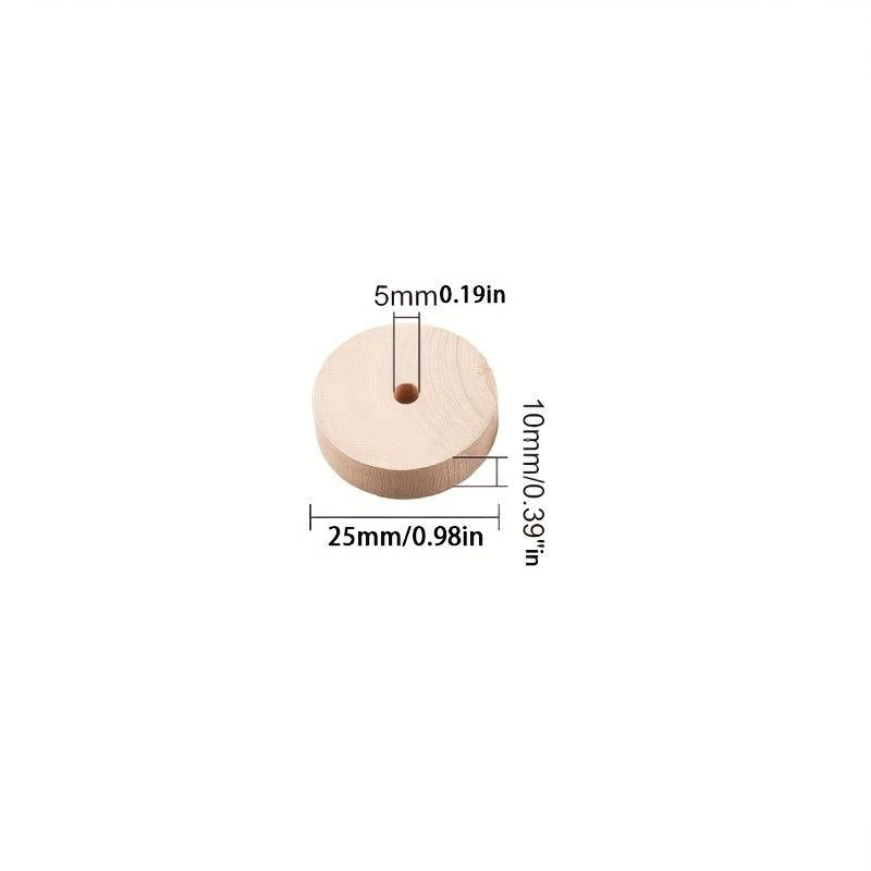 20pcs Wooden Craft Wheels Perforated Wooden Wheels Cylindrical Toy Accessories