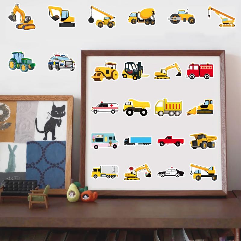 50 Pcs Construction Vehicles Stickers Waterproof Engineering Vehicles Sticker