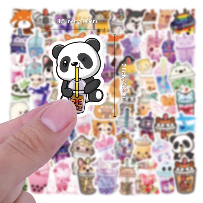 72pcs Milk Tea Animals Love Doodle Cartoon Waterproof Stickers