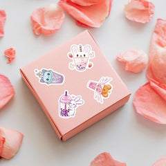 72pcs Milk Tea Animals Love Doodle Cartoon Waterproof Stickers