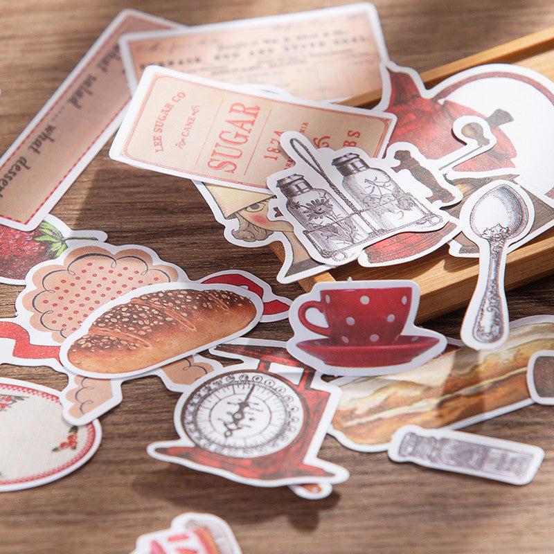 35pcs Retro Healing Red Sticker DIY Computer Washi Scrapbooking Stickers